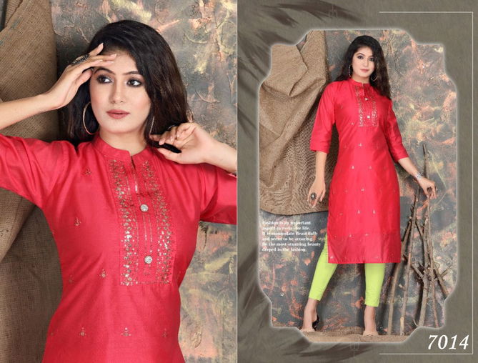 Riyaa Sillky 1 Designer New Fancy Regular Wear Chanderi Silk Kurti Collection